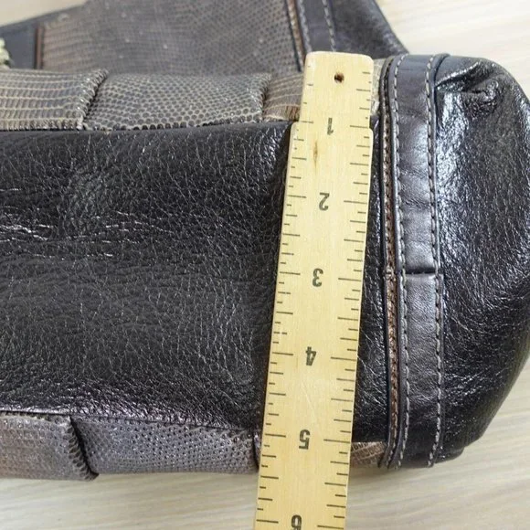 VINTAGE Coach Bag Brown Leather Shoulder Lizard Chain RARE 70TH ANNIVERSARY - Picture 10 of 16